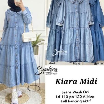 kiara midi dress jeans washed high quality denim
