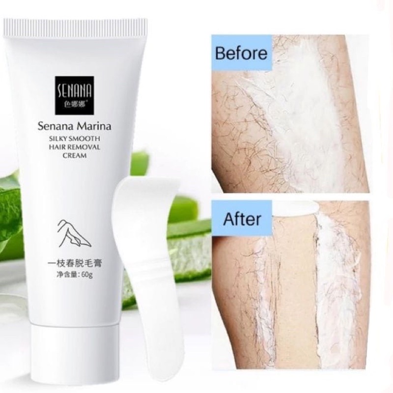 GRATIS ONGKIR {COD MEDAN TERMURAH) (FREE SPATULA) SENANA HAIR REMOVAL CREAM PENGHILANG BULU PERONTOK BULU DEPILATORY CREAM SENANA MARINA HAIR REMOVAL Penghilang Rambut Alami Krim Perontok Bulu Ketiak Bulu Kaki