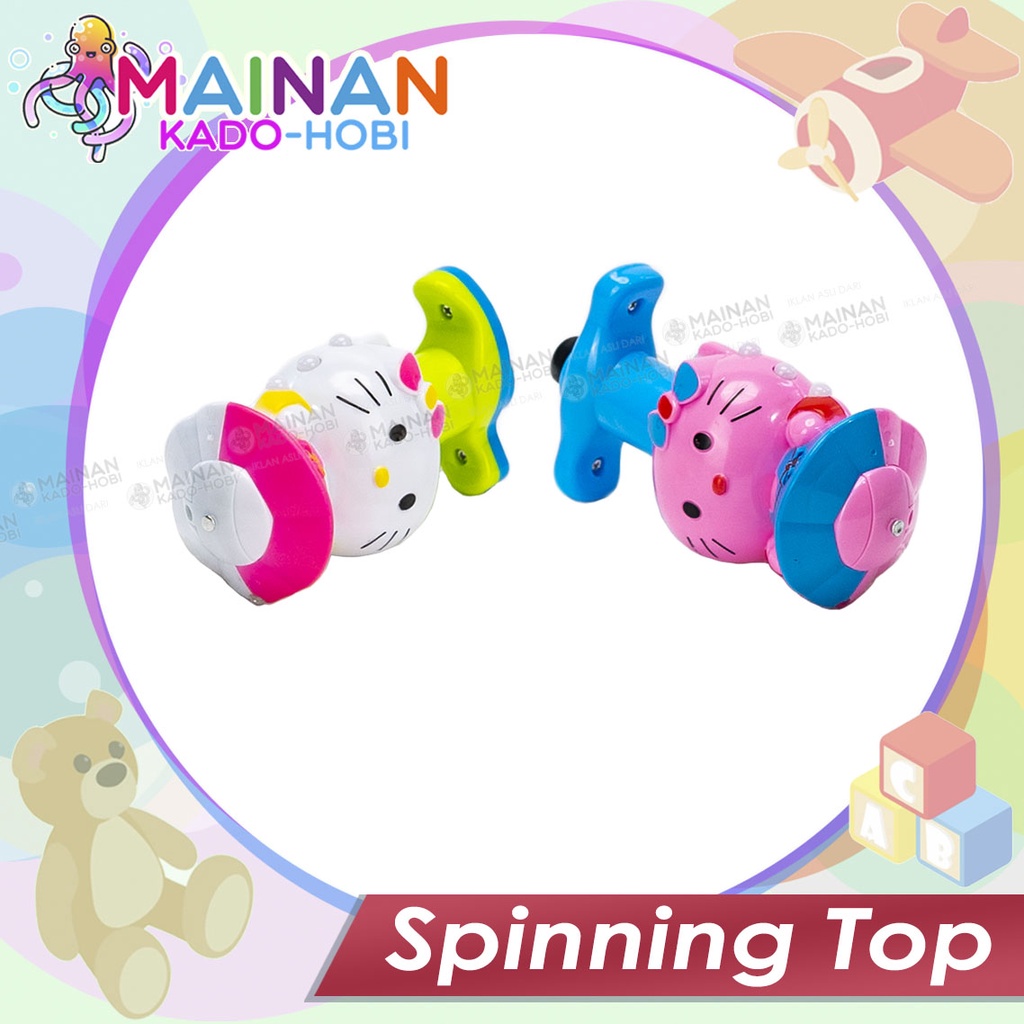 MAINAN ANAK SPINNING TOP GANGSING LAMPU LED PUTAR HELLO KITTY