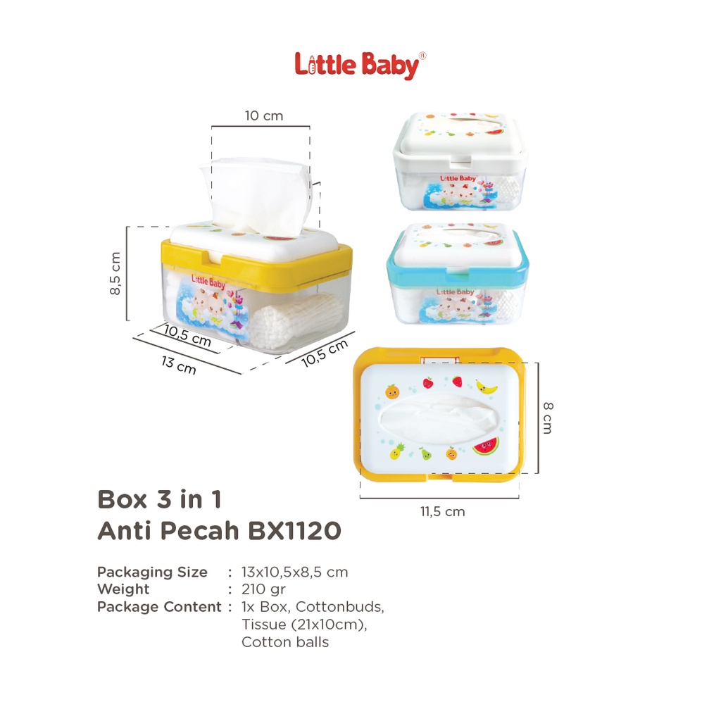 Little Baby - Box 3 in 1 Multifungsi Anti Pecah BX1120 / tempat tisu