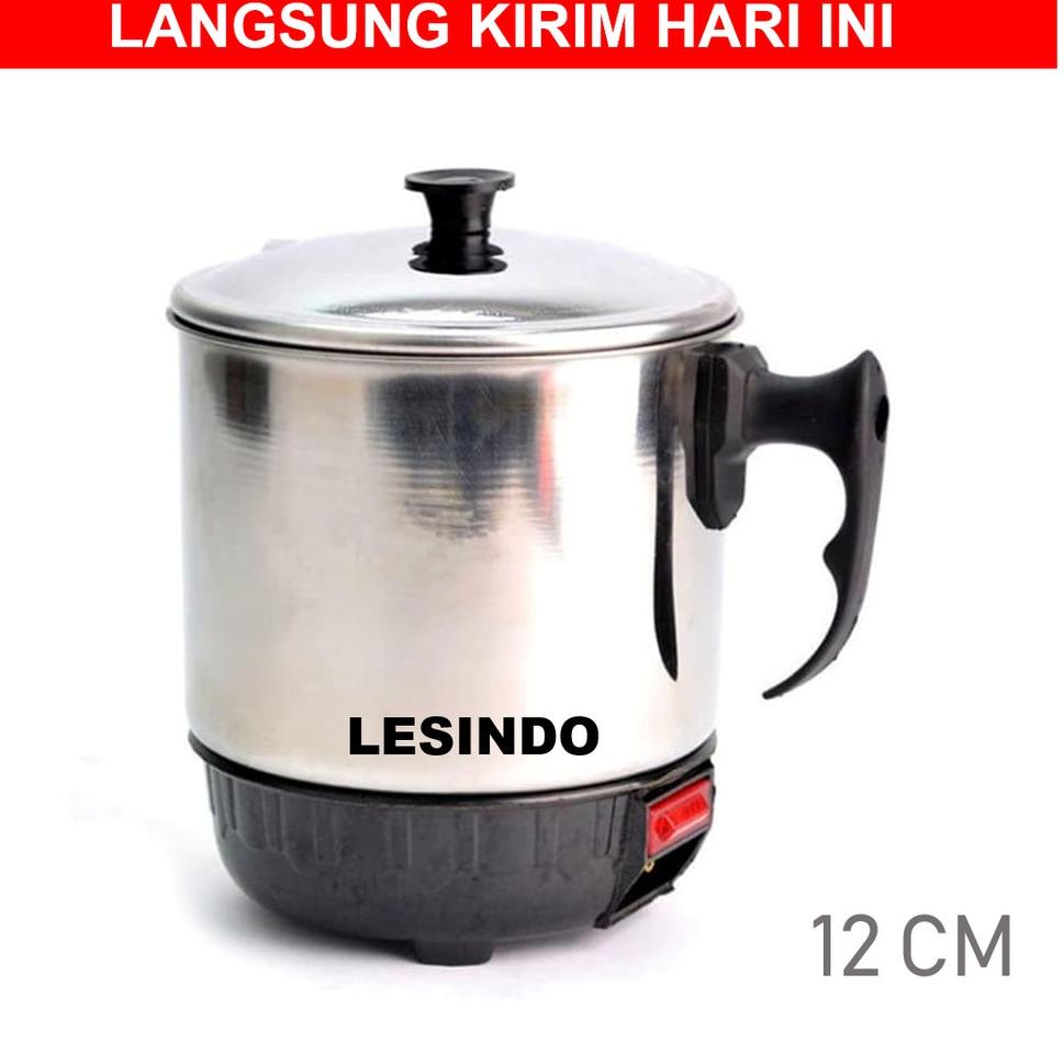 ⇃ Mug Teko Listrik Pemanas Air Lesindo Stainless 12 Cm Hiter Heater Masak Air Listrik ボ