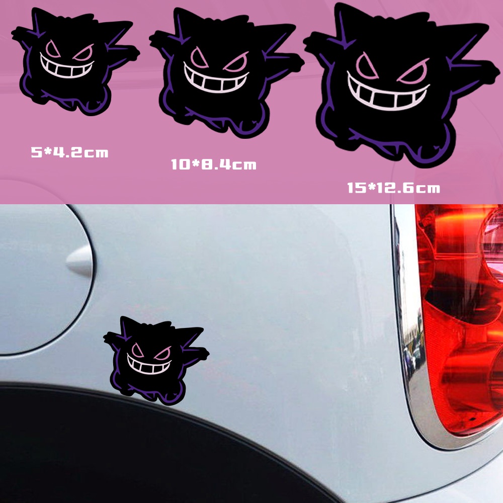 Pocket Monster Kartun Lucu Gengar Fender Bodi Sepeda Motor Kaca Depan Stiker Dekoratif Mega Poison Atribut Genie Mobil Depan dan Belakang Gear Window Fuel Tank Cover Decal