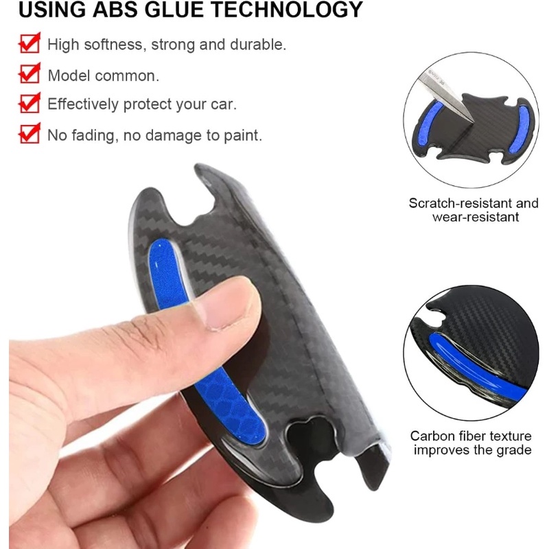 8stiker Gagang Pintu Motif Serat Karbon 3d universal anti Gores Stiker Pengaman Mobil strip Reflektif Stiker Mobil