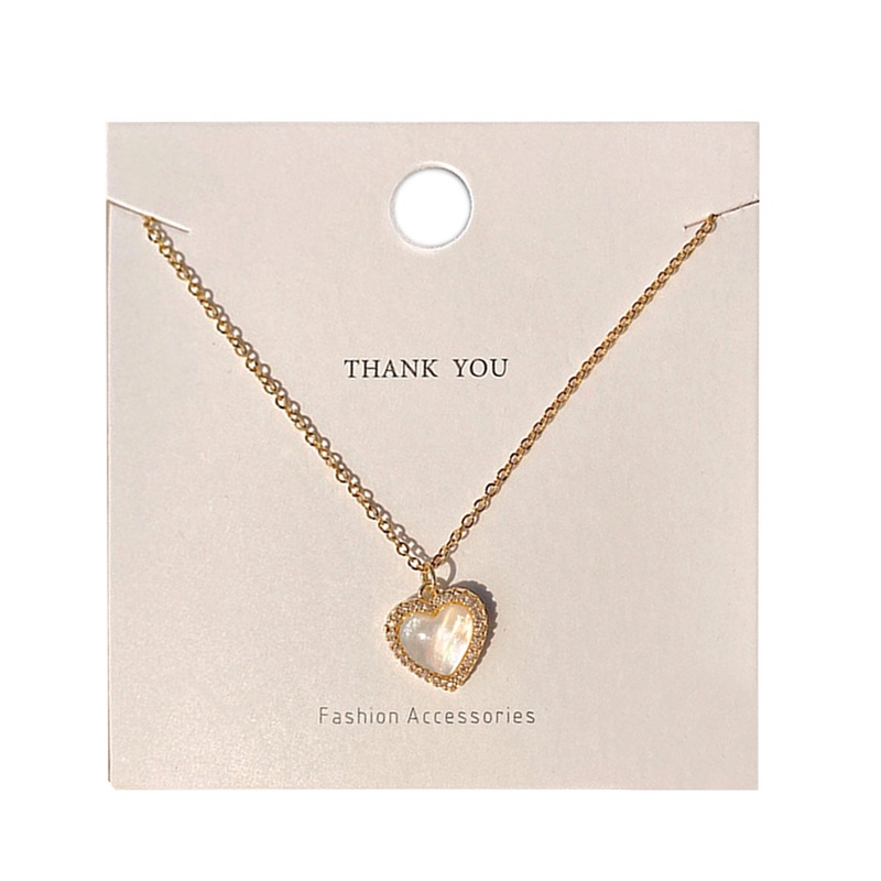 Kalung Liontin Rantai Opal Berbentuk Hati Warna Emas Untuk Wanita Temperamen Perhiasan Hadiah Pernikahan Kristal Mengkilap