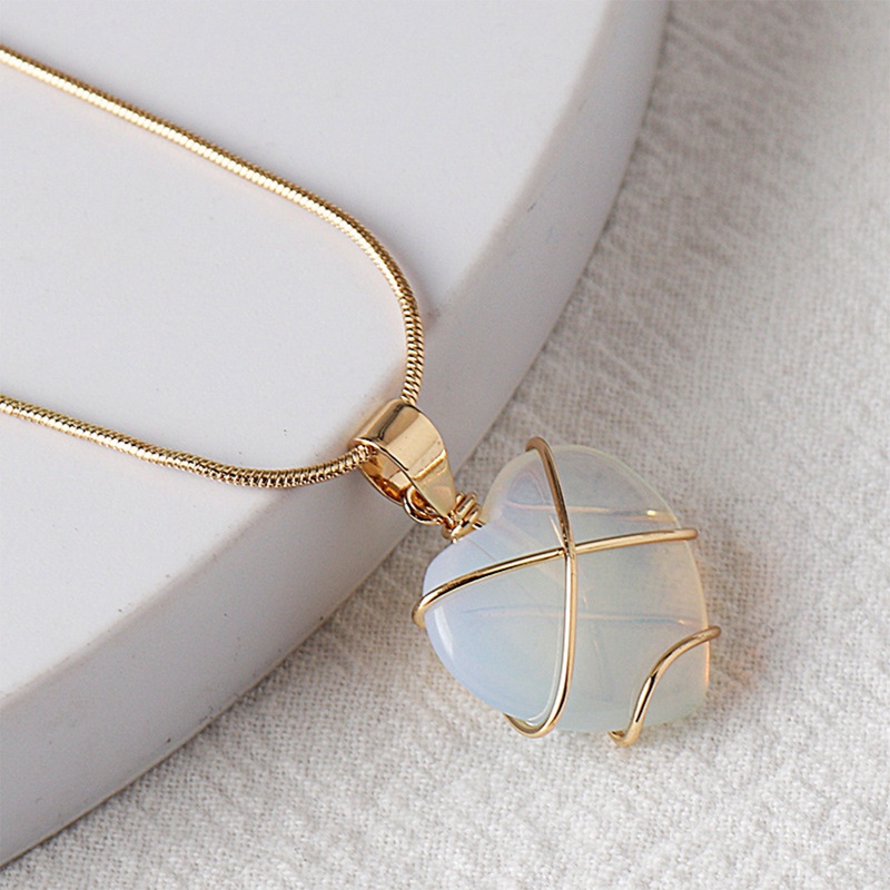 Fashion Opal Jantung Kalung Hati Berlian Castle Kalung Untuk Wanita Gadis Rose Quartz Barbie Necklace Perhiasan Aksesoris Hadiah