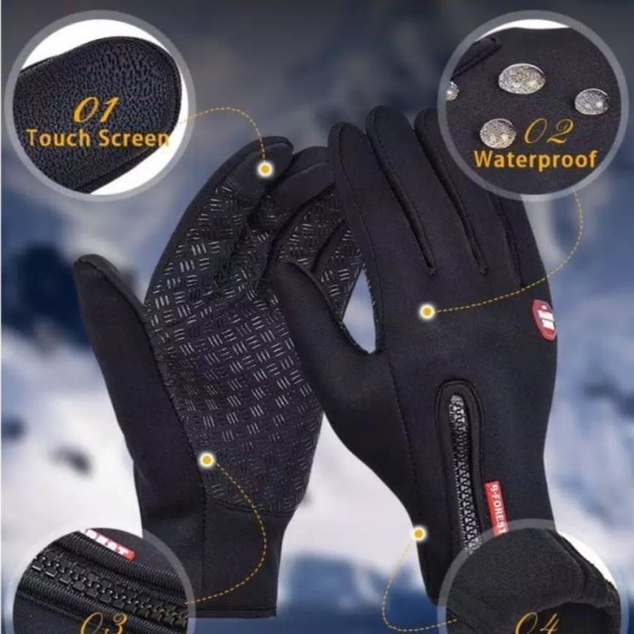 SARUNG TANGAN MOTOR TOUCH SCREEN WINDPROOF WATERPROOF B-FOREST