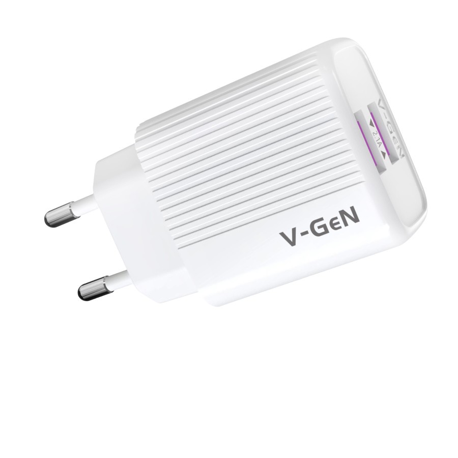 Adaptor Charger V-GeN VTC2-21 2.1A Dual Port USB Travel Charger VGEN