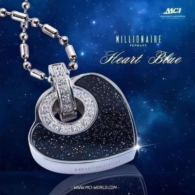 Kalung Kesehatan Heart Blue - Millionaire Pendant Heart Blue