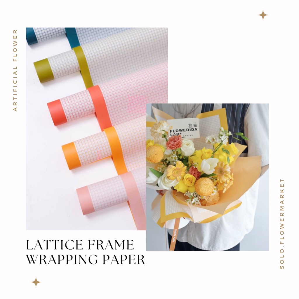 LATTICE FRAME FLOWER WRAPPING CELLOPHANE MOTIF KOTAK GRID KERTAS KADO KOTAK KECIL FLORAL WRAPPING BU