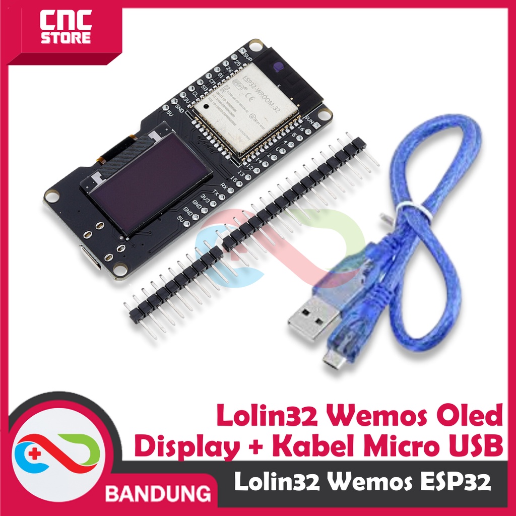 LOLIN32 WEMOS ESP32 WITH OLED DISPLAY IOT BLUETOOTH 4MB ESP32 WIFI PLUS KABEL MICRO USB