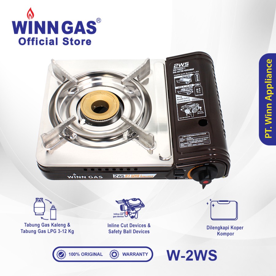 Jual Winn Gas W2WS Kompor Anti Meledak Kompor Gas Portable Dual Gas