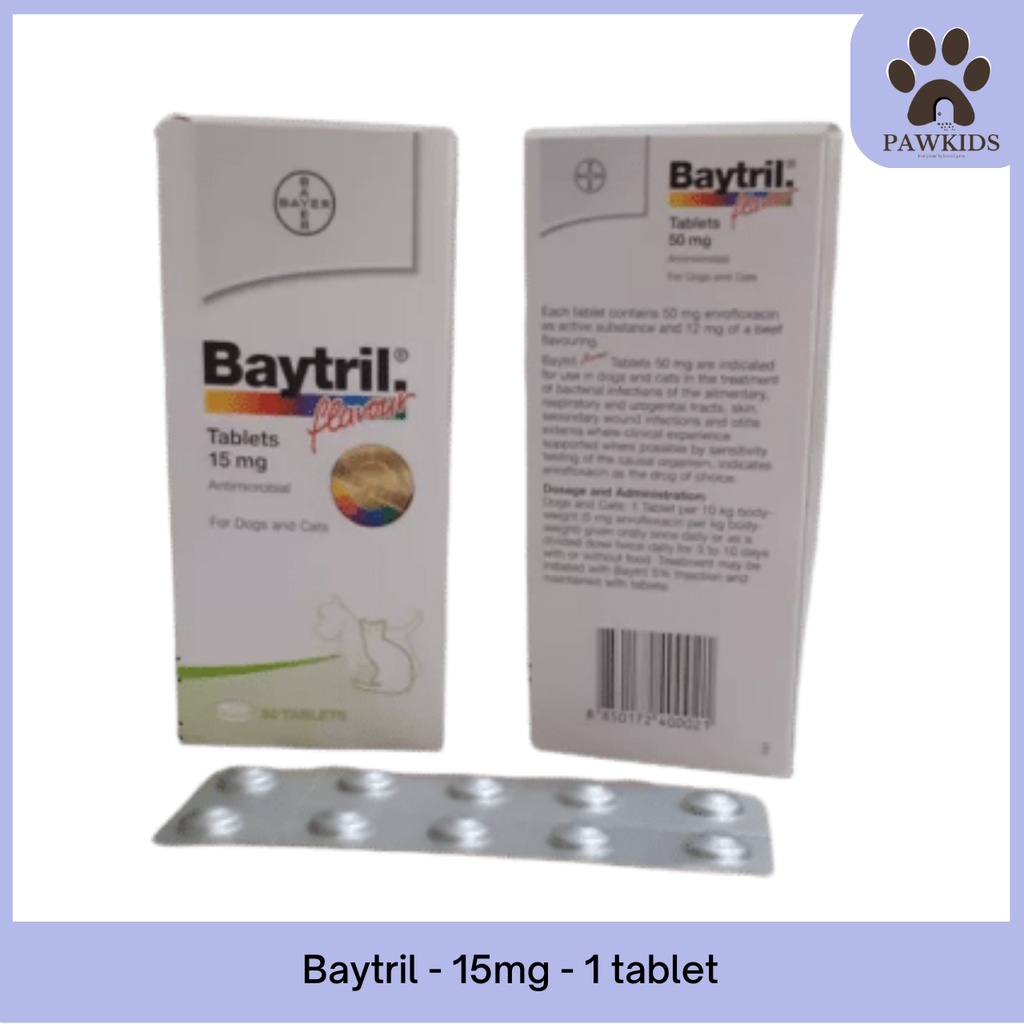 Baytril Tablet 15mg Antibiotik Kucing dan Anjing