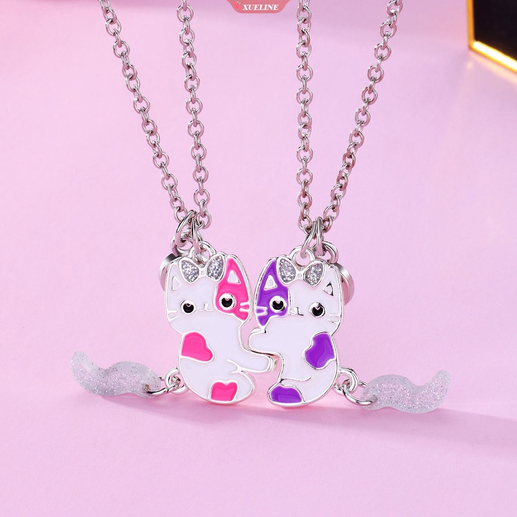 2pcs/set Magnetik BFF Kalung Pecinta Berbentuk Kucing Sahabat Kalung Pasangan Liontin Kalung Perhiasan Persahabatan [ZXL]