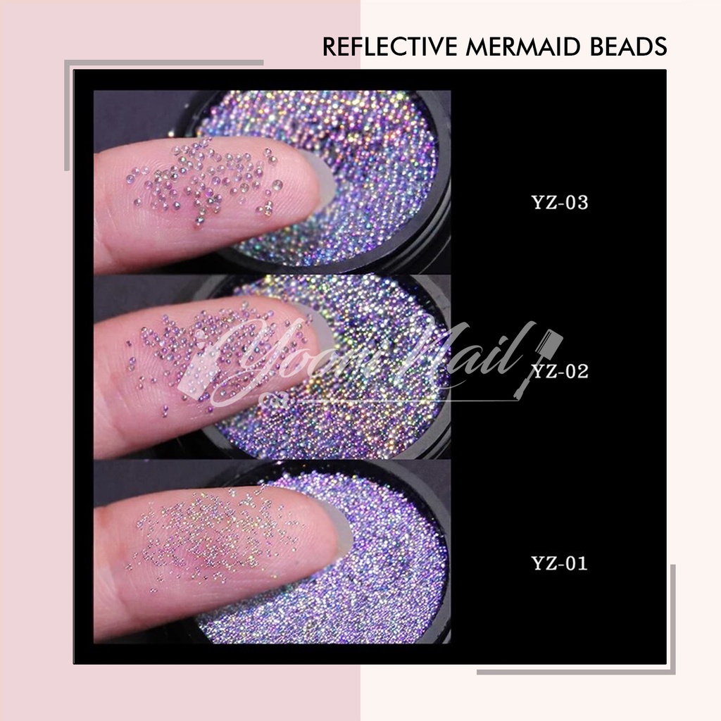 Reflective mermaid beads manik nail art reflective natural light effect reflective mermaid