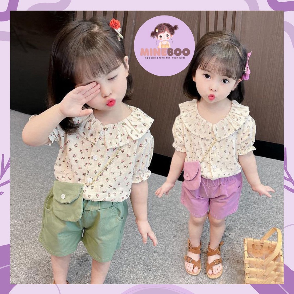 mineboo - SET PERIWINKLE BAG EBV 1-5tahun Setelan anak perempuan baru/versi Korea celana denim/baju anak perempuan