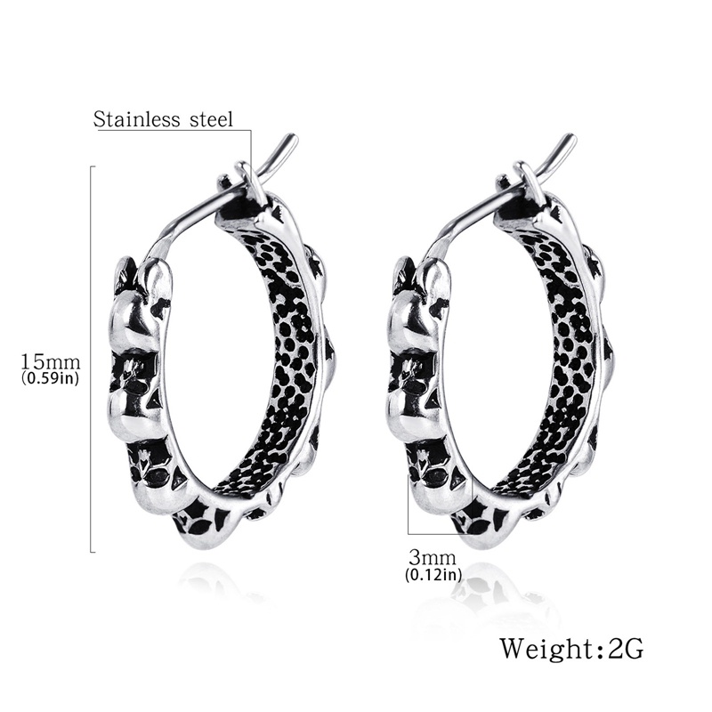 Gothic Skull Hoop Earrings Stainless Steel Huggie Earrings Untuk Pria Wanita Rock Punk Earring Perhiasan Hadiah