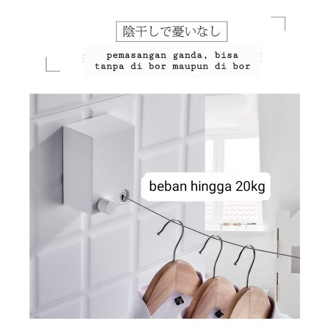 jemuran baju portable indoor outdoor retractable clothesline serbaguna