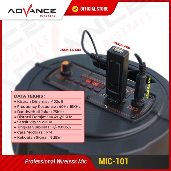 ADVANCE MIC101 / MIC-101 Single Microphone Wireless Mic Karoeke