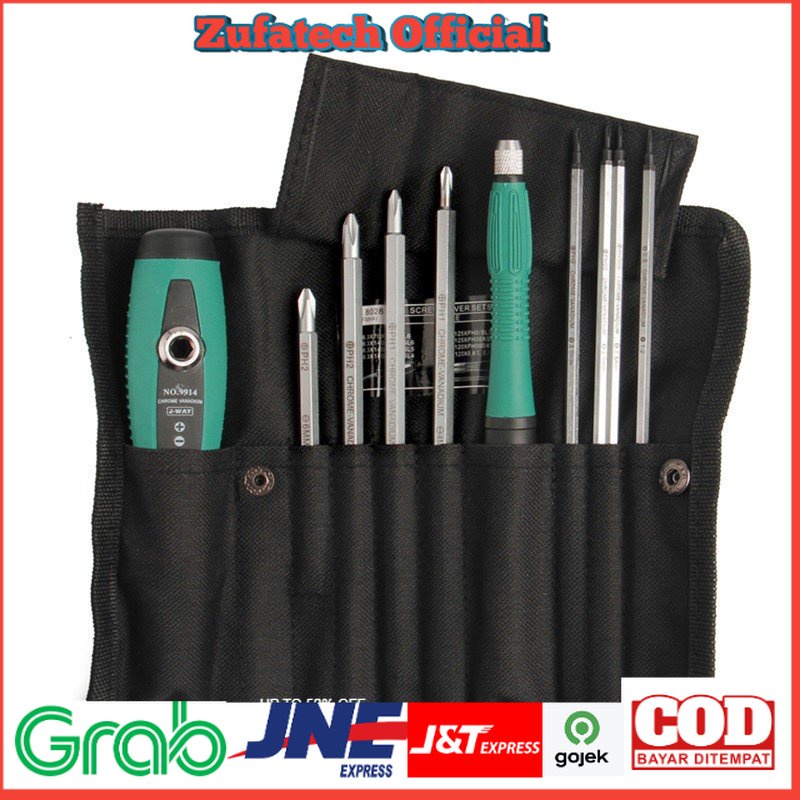 PENGGONG Obeng Set Reparasi 10 in 1 - 8028 - Green