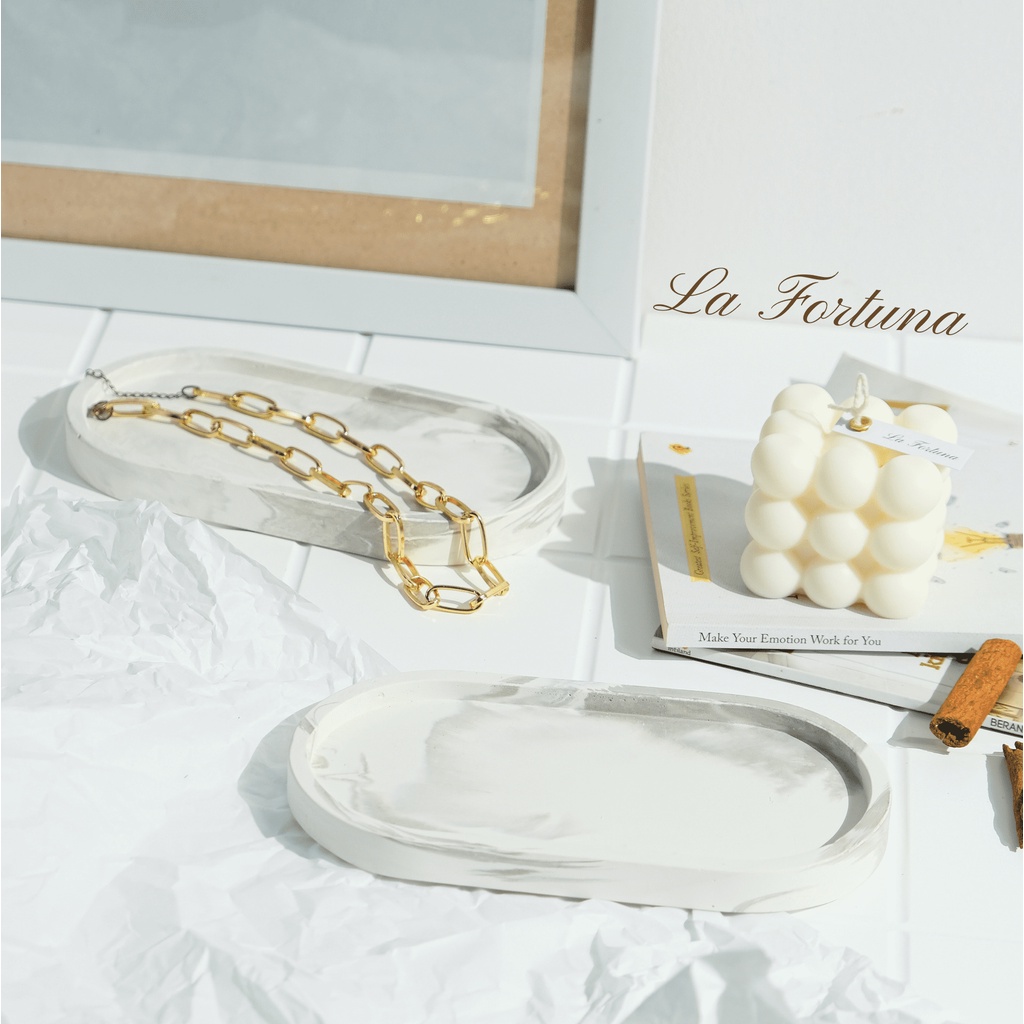 COASTER TATAKAN - LA FORTUNA | COASTER SEMEN | TATAKAN MARBLE | TATAKAN SEMEN | TATAKAN SEMEN | TRAY AESTHETIC | COASTER CONCRETE | OVAL TRAY | NAMPAN TATAKAN