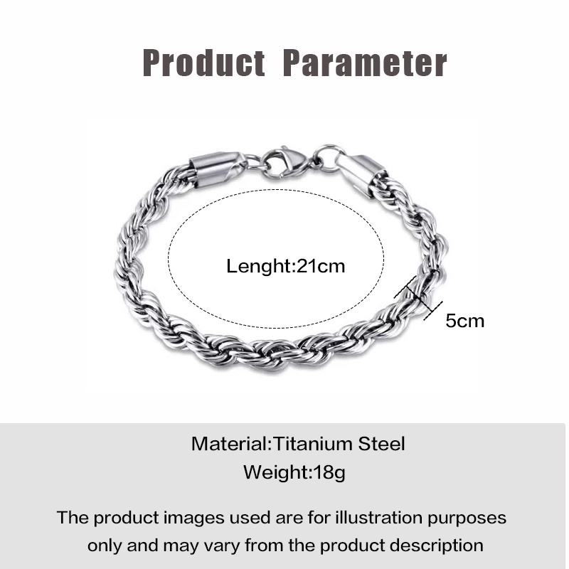 Gelang Pasangan Hip-hop Titanium Steel Twist Unisex