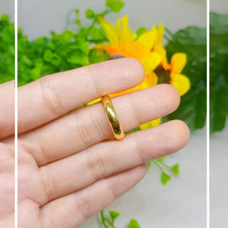 Cincin Kawin Model Ring Polos Emas Tua Asli 24k (99,9%)