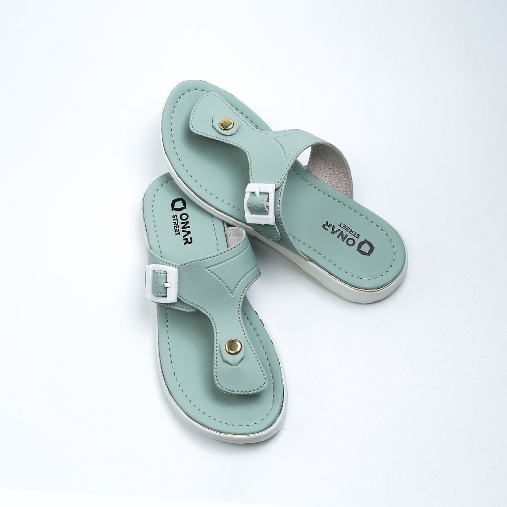 Sandal cewek kekinian terbaru sendal japit wanita slop jepit casual karet kulit dewasa murah