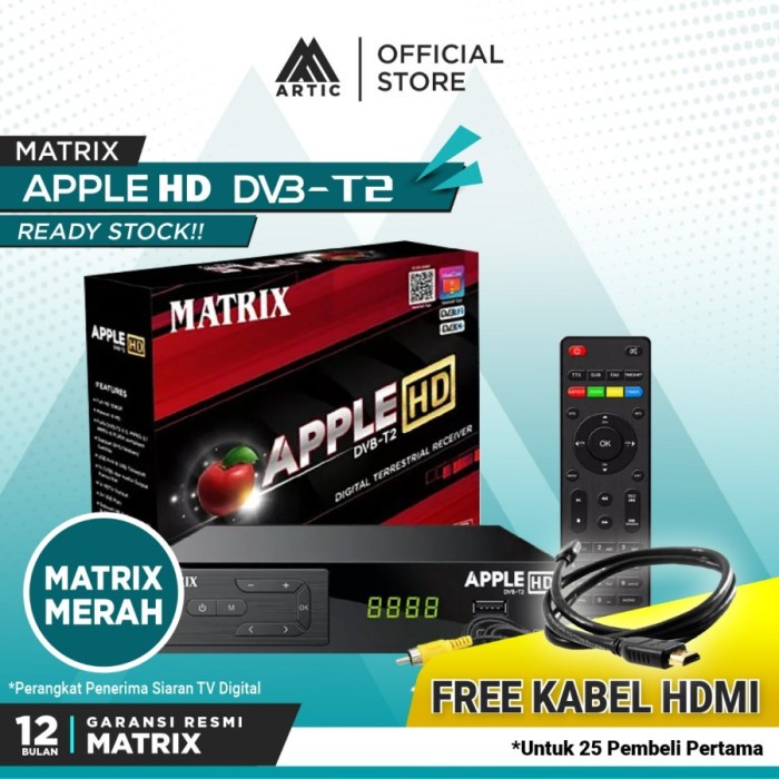 Set Top Box Matrix Apple DVBT-2 STB Antena TV Digital Wifi Merah TERMURAH