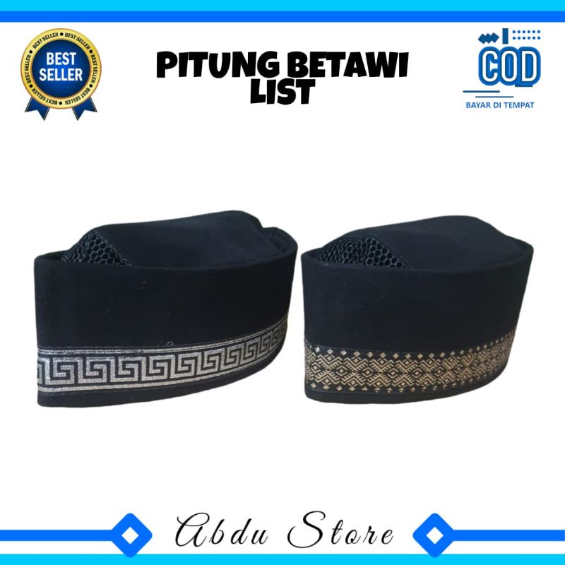 Peci Kopiah Songkok PITUNG LIST RRENDA AC Anak Dan Dewasa Murah , Peci Pitung Betawi List , Kopiah H