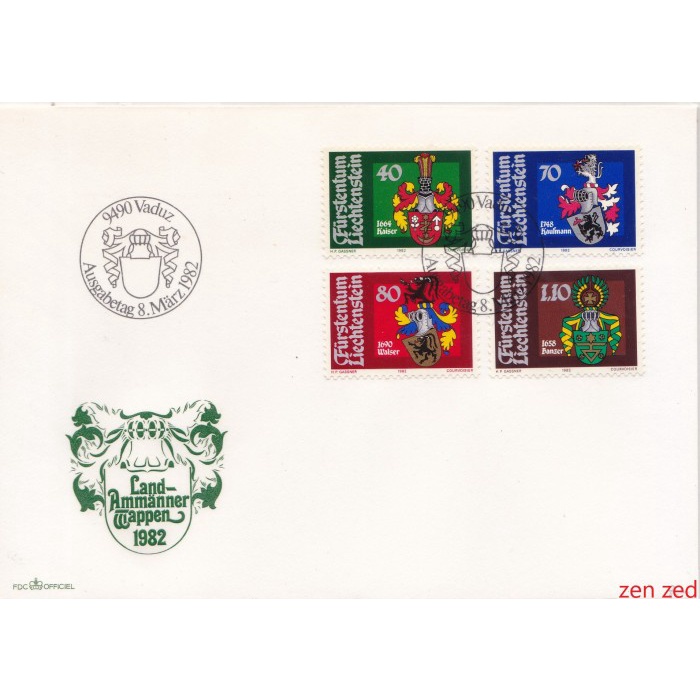 

A627 Prangko Liechtenstein FDC 1982 Coat of Arms 1 Pcs