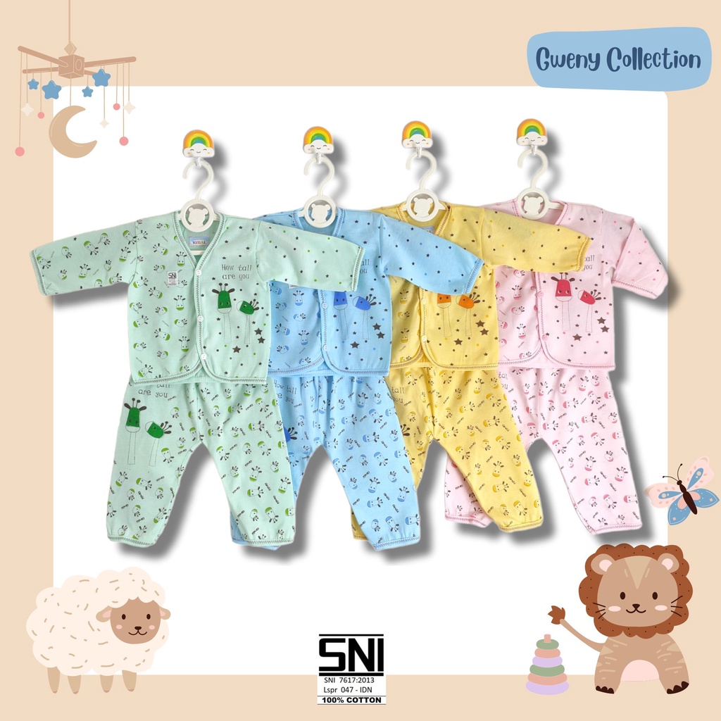 BAJU SETELAN BAYI/NEWBORN BAJU PIYAMA ANAK UNISEX LENGAN PANJANG,LENGAN PENDEK, TANPA LENGAN MOTIF JERAPAH(AW)