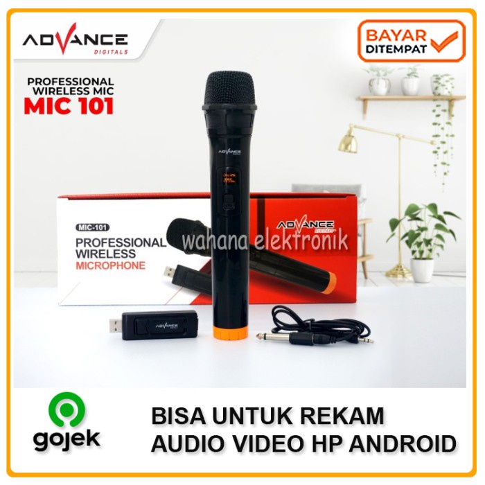 MIC ADVANCE WIRELESS MIC-101 MIK/MIX KARAOKE bisa untuk rekam di HP