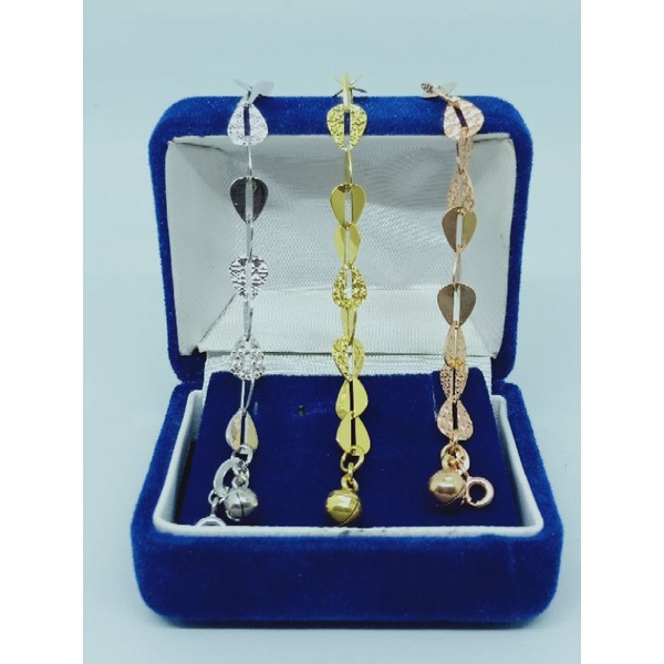 gelang rantai triangle kombi ukir 3x3 S925 / perhiasan perak 925 lapis emas