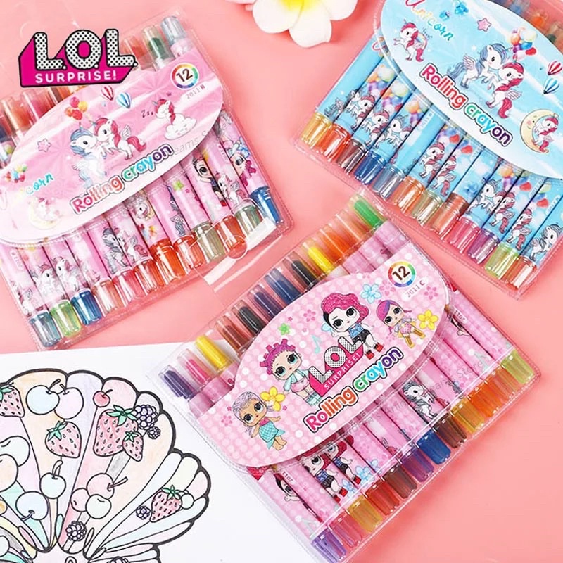

Krayon puter / Rolling Crayon 12 Warna Bergambar Karakter Lucu