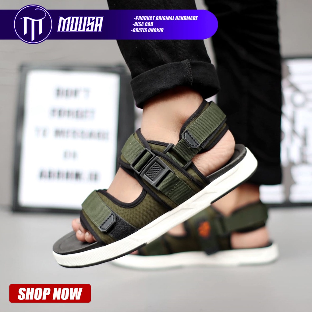 Sepatu Sandal Gunung Traveling Pria Casual Kekinian Murah Hitam Mousa Gun