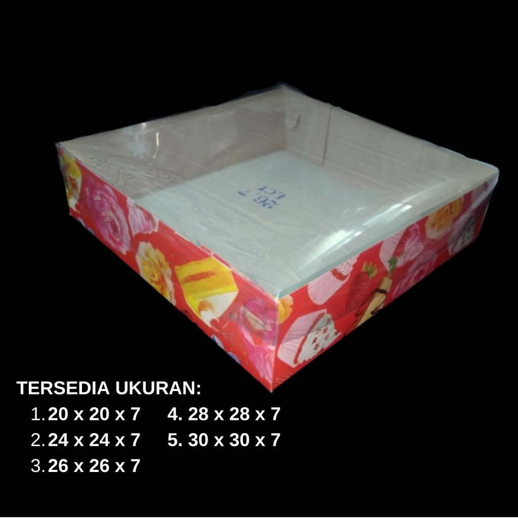[10pcs] Dus Tart Tutup Mika Pendek | Dus Tart Motif Bunga Tutup Mika Pendek | Kardus Kue Tart
