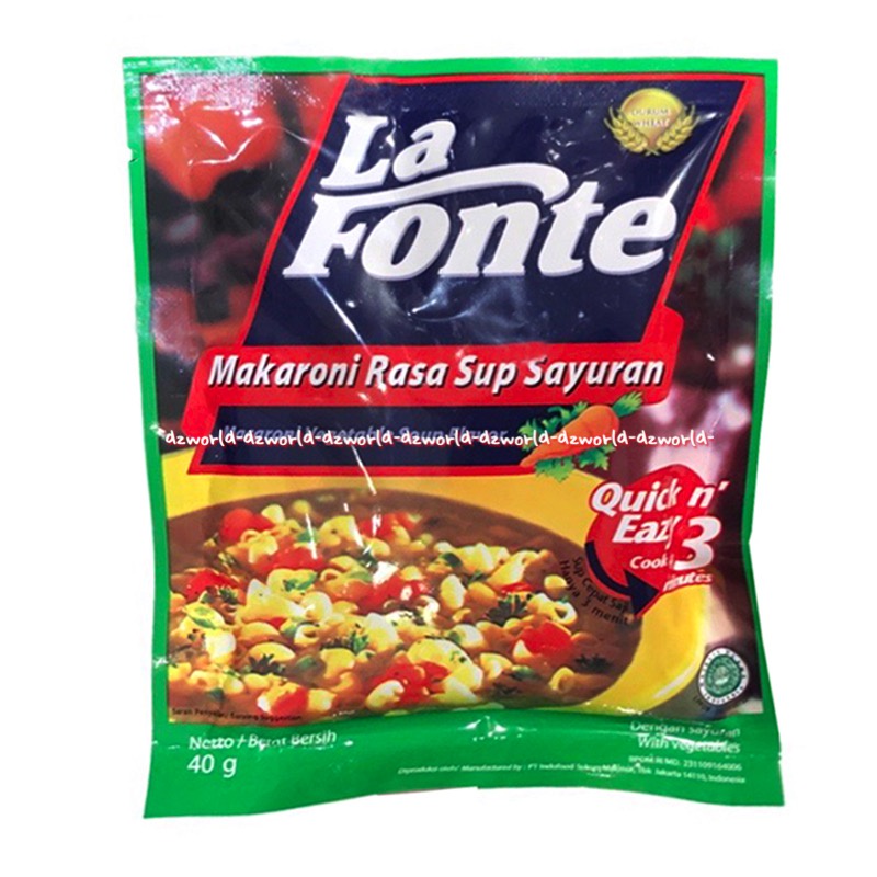 

La Fonte Makaroni Rasa Sup Sayuran 40gr Soup Instan Macaroni Vegetable Soups Flavour Dengan Isi Sayuran Makaronni Lafonte Quick n Easy 3minute Instant