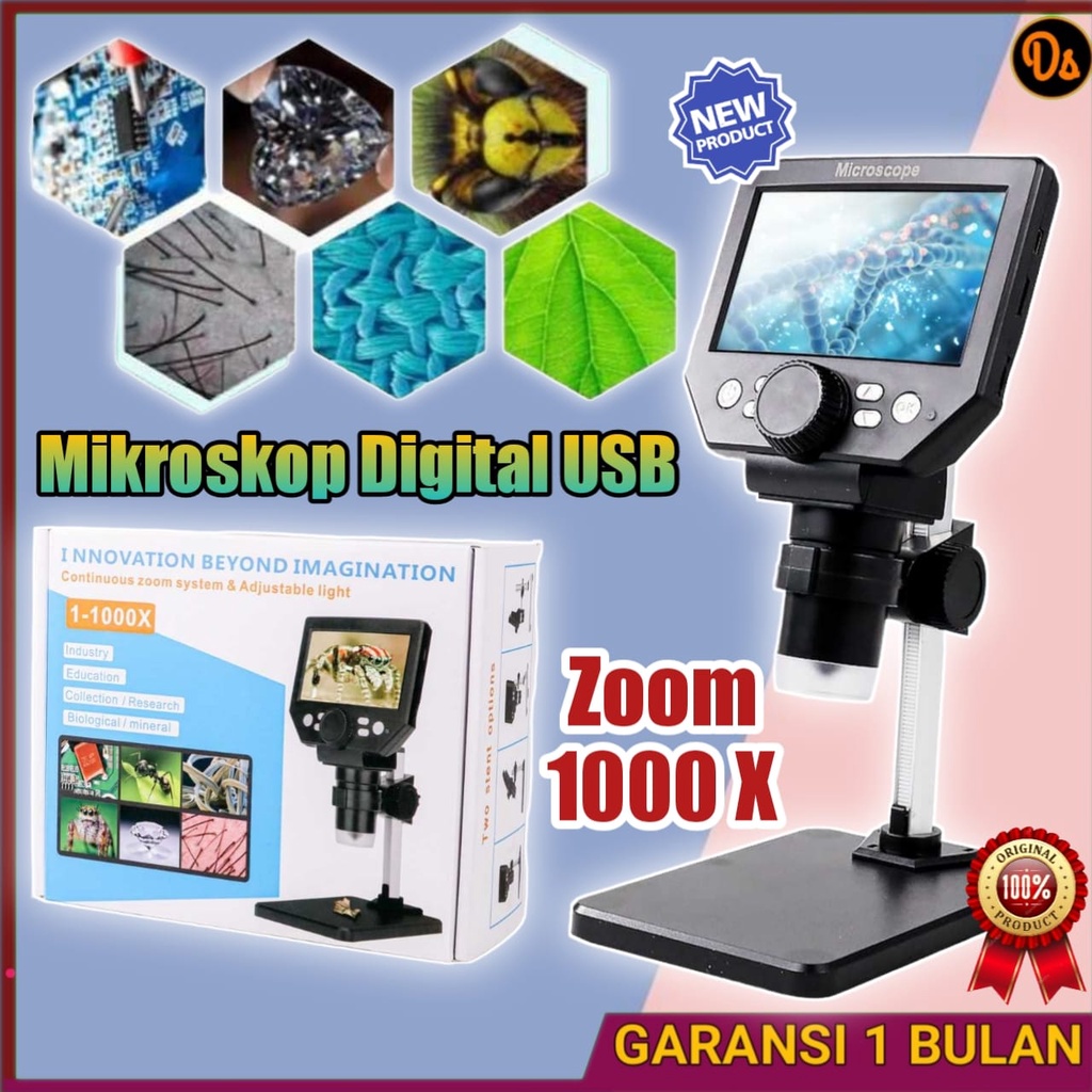 PROMO ORIGINAL Mikroskop Digital USB dengan Monitor &amp; Stand - G1000 7ROTDLSV