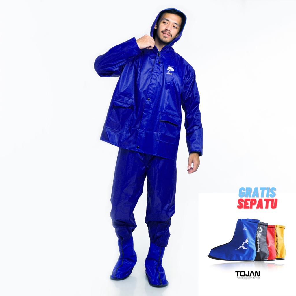 TOJAN Jas Mantel Jaket Baju Hujan Jas Hujan Training Jumbo XXXL Lengkap Jas Sepatu Pria Wanita