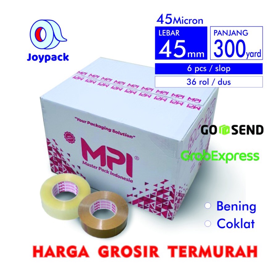 

Lakban Jumbo 2 Inch 45mm x 300Yard Bening Coklat 1 Dus 36 Roll