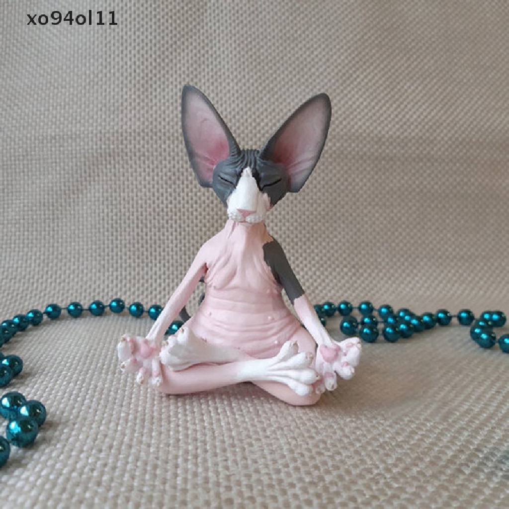 Xo Sphynx Kucing Meditate Koleksi Patung Miniatur Buatan Tangan Dekorasi Hewan Mainan OL