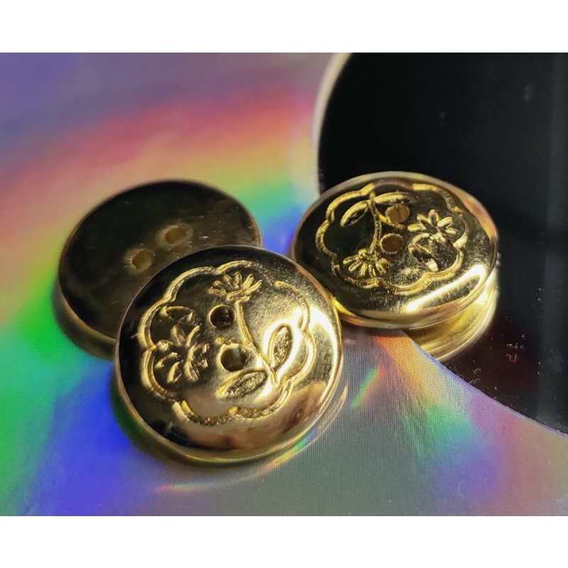 (12 biji) Kancing Gold Daisy Ukuran 18 mm