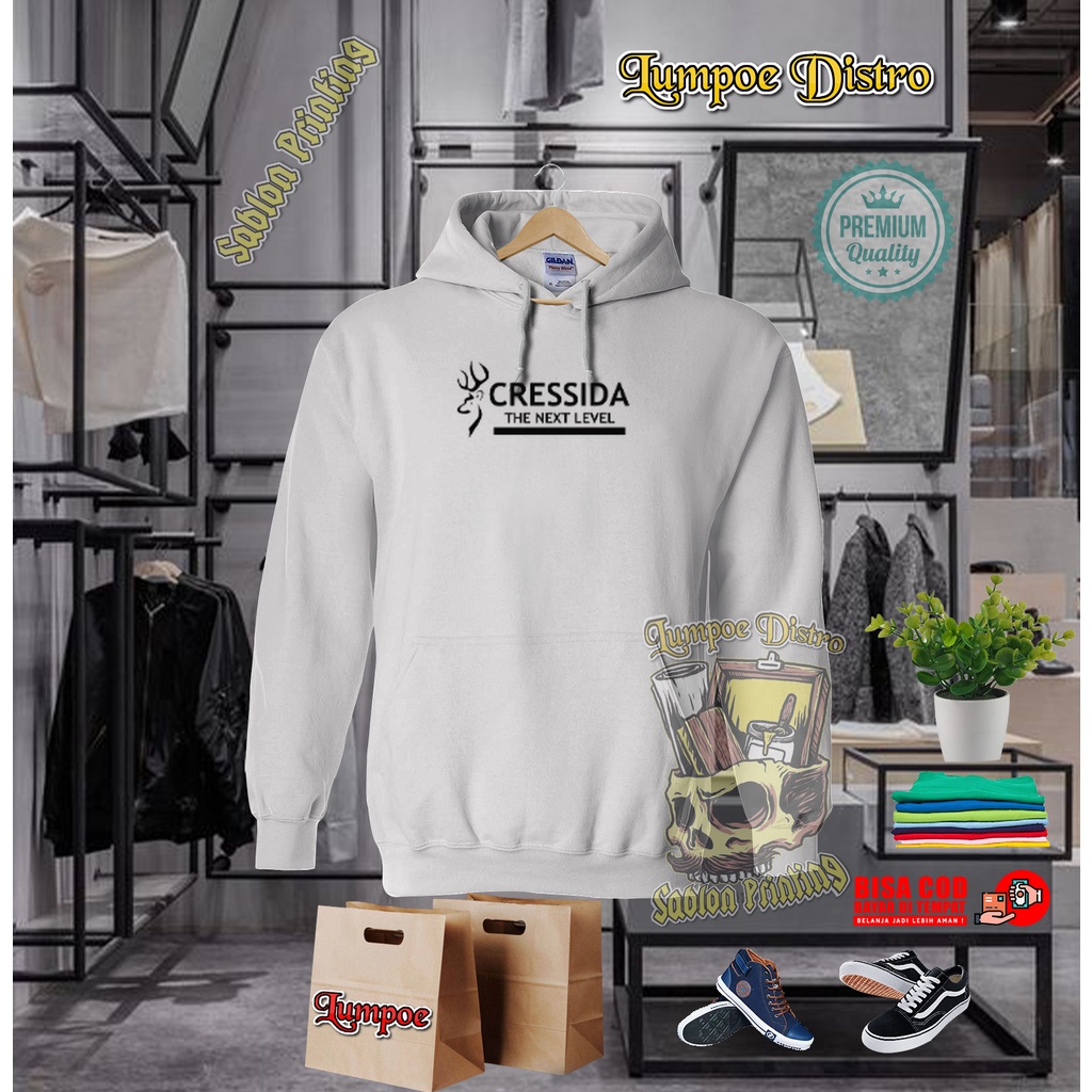 Hoodie Cressida Quality Black Premium Baju Tshirt Lengan Panjang Tebal Crewneck Branded  Keren Kaos 