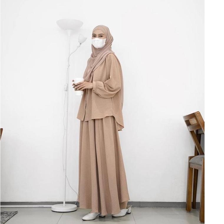 Naura Set/HANARA SET Stelan Rok bahan airflow crinkle/ One Set Rok