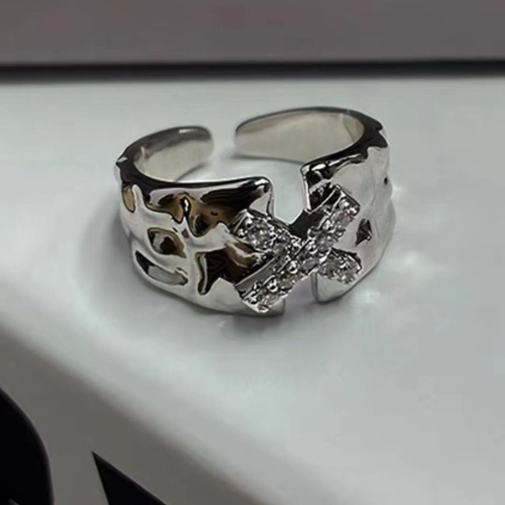 Huruf X Cincin Terbuka Aksesoris Fashion Sederhana Harajuku