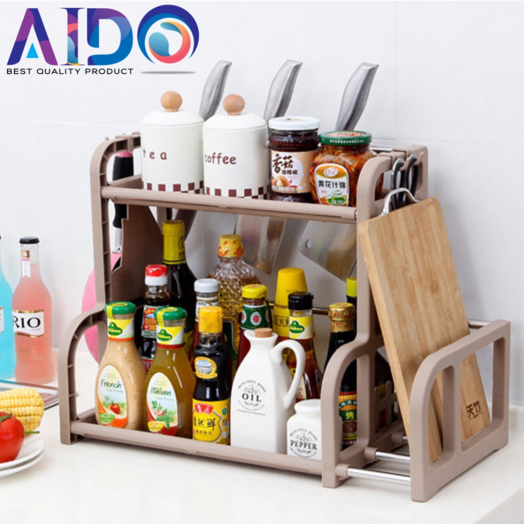 Rak bumbu portabel / rak dapur mini / rak serbaguna 7004 - AIDO Rak Dapur Kaleng Bumbu Rak Dapur Rak Bumbu Botol Bumbu Merica Pengocok Rak Penyimpanan Pisau Garpu Pemegang Organizer