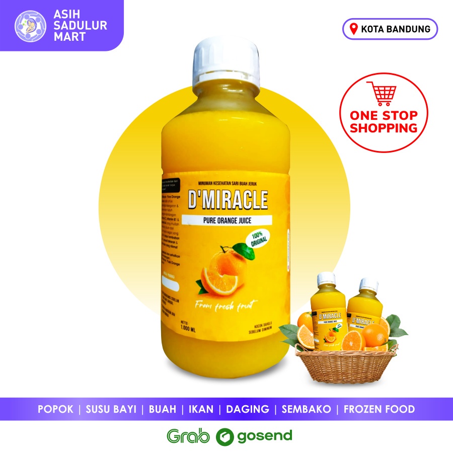 Sari jeruk Murni d'Miracle Pure orange juice promo segar manis gosend bandung