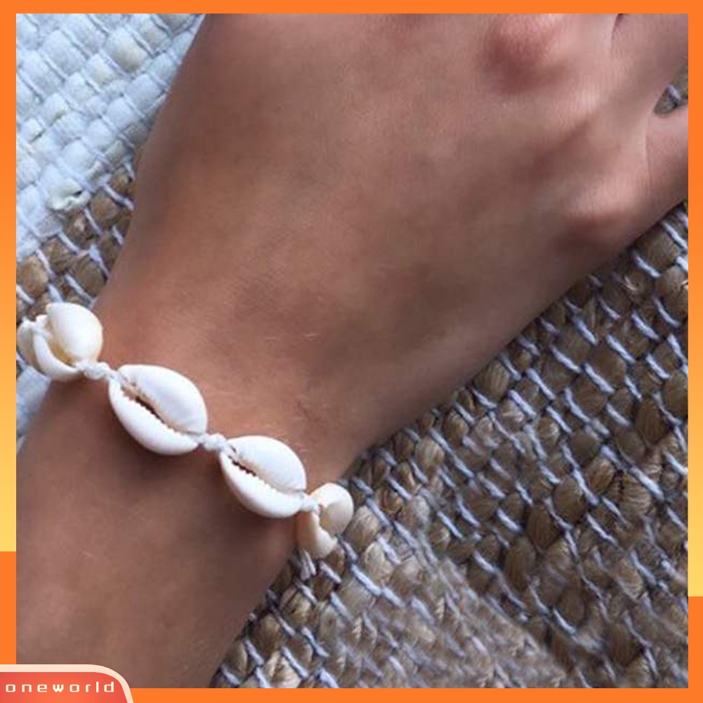 [WONE] Bohemian Cowrie Shell Pesona Anyaman Gelang Wanita Adjustable Bangle Perhiasan Hadiah