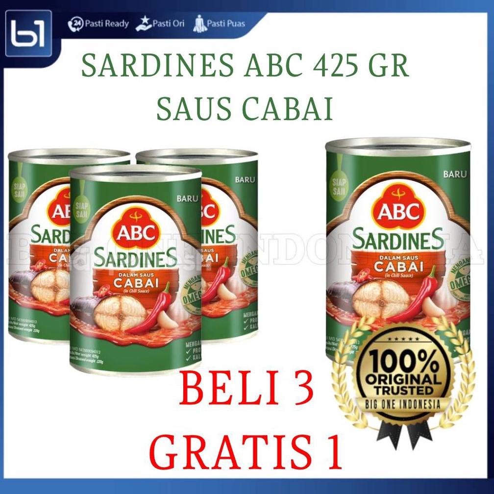 

dmu98 Sarden ABC Saus Cabai 425 gr, Buy 3 Pcs Get 1 Pcs, Ikan Sarden Kaleng Siap Saji, Sardines Abc 425gr .,,.,.,