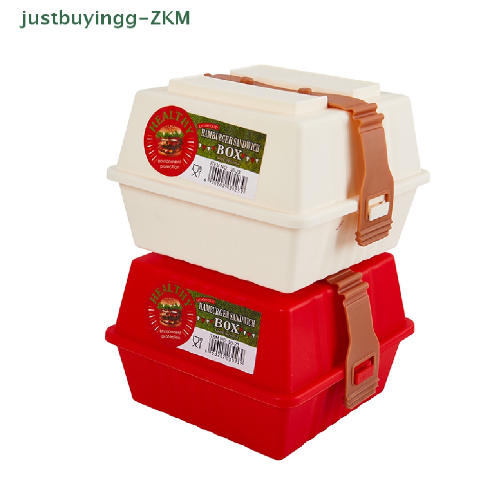 [justbuyingg] 1pc 12CM Reusable Burger Picnic Storage Box Dengan Tutup Anti Bocor Kotak Penyimpanan [RICO]